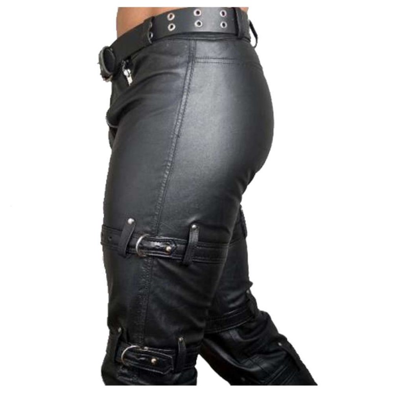 New Men Leather Motorcycle Pant 